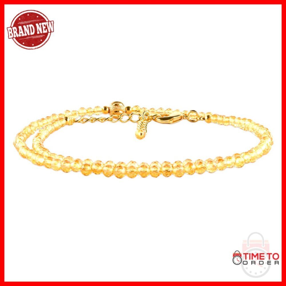14K Gold Plated Citrine Choker Necklace, Adjustable 18 Inch Chain, Birthstone